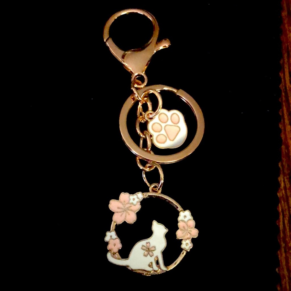 Kitty cat purse charm key ring
